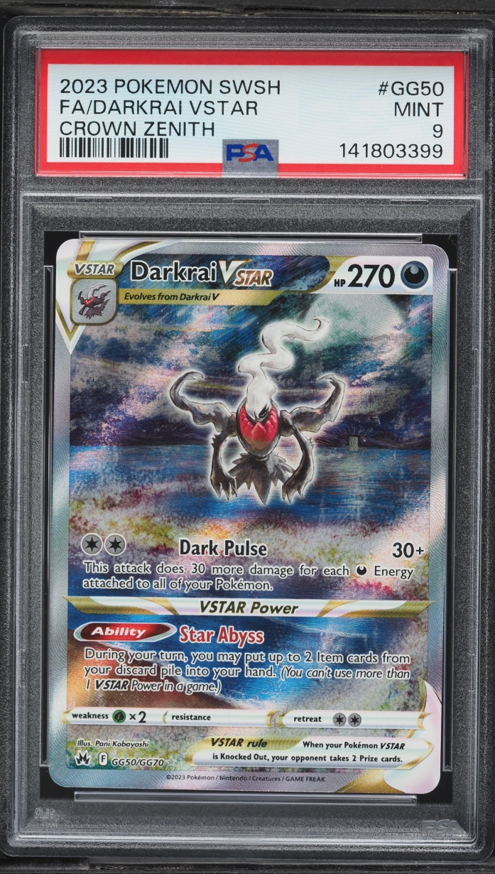 2023 Pokemon Sword & Shield Crown Zenith Alt Art Darkrai VSTAR #GG50 PSA 9 MINT