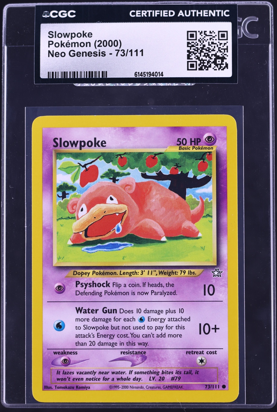 2000 Pokemon Neo Genesis Slowpoke #73 CGC AUTH