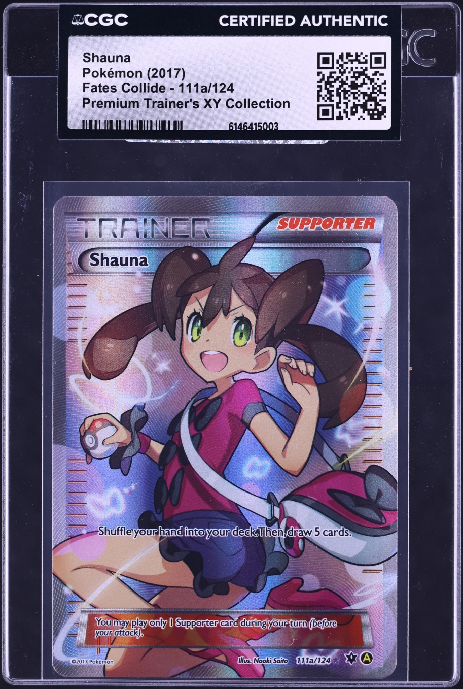 2017 Pokemon XY Fates Collide Premium Trainer's Collection Full Art Shauna #111a CGC AUTH