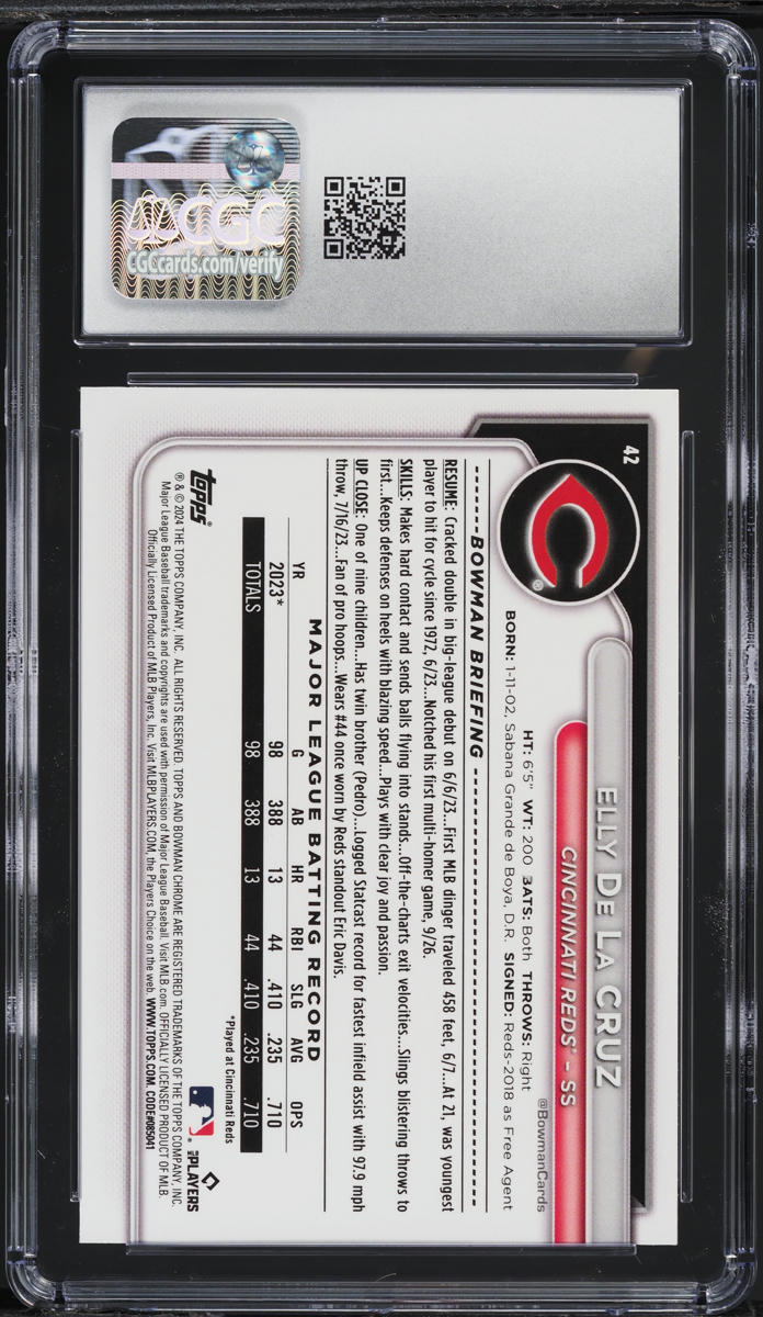 2024 Bowman Chrome Elly De La Cruz ROOKIE #42 CGC 10 GEM MINT