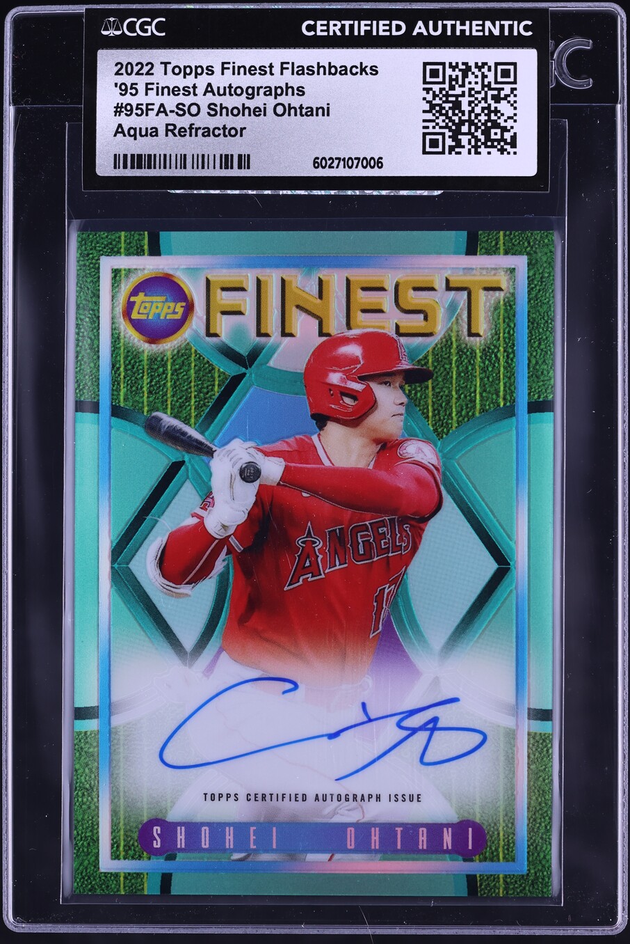 2022 Finest Flashbacks '95 Aqua Refractor Shohei Ohtani AUTO #95FA-SO ...