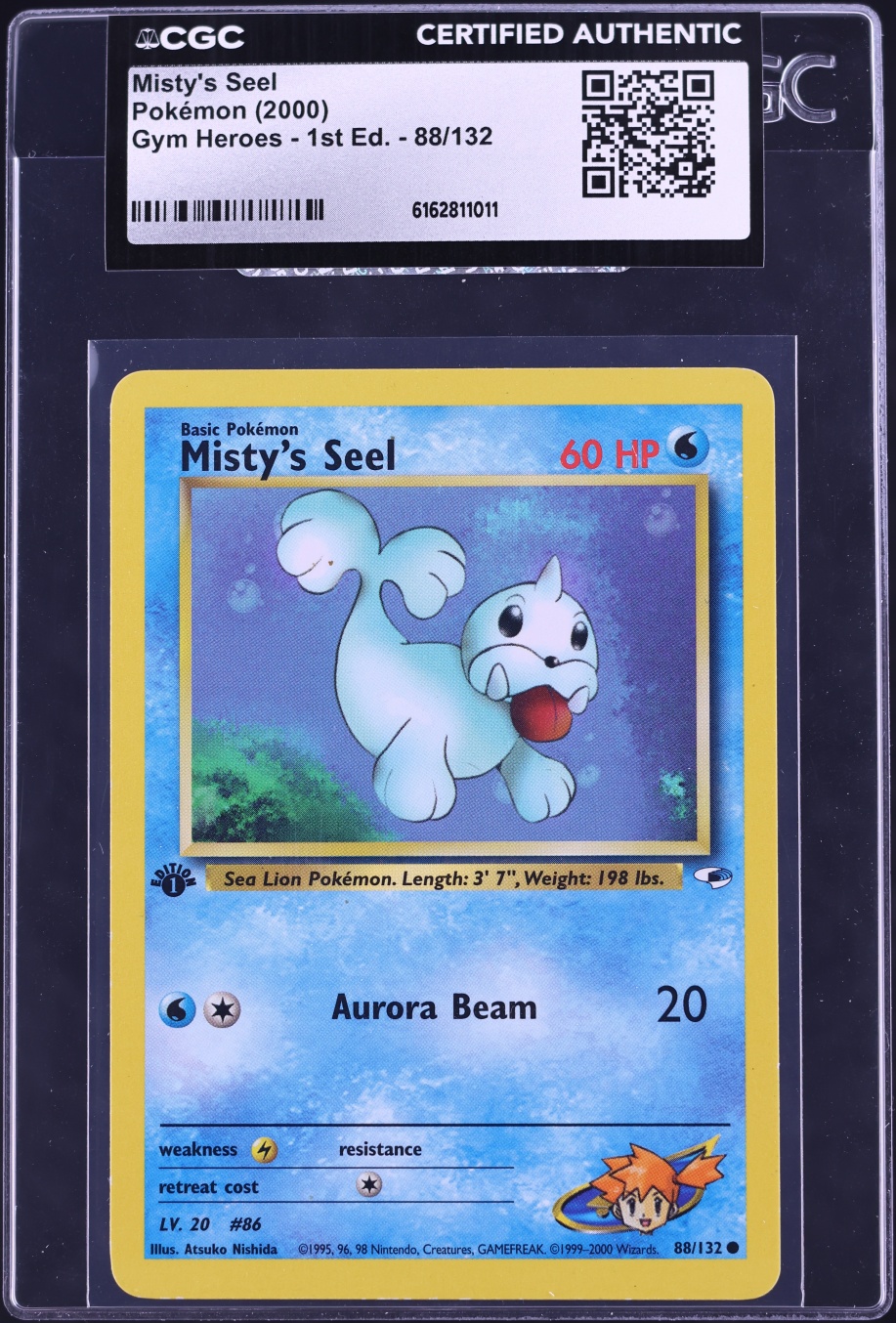 2000 Pokemon Gym Heroes 1st Edition Misty's Seel #88 CGC AUTH