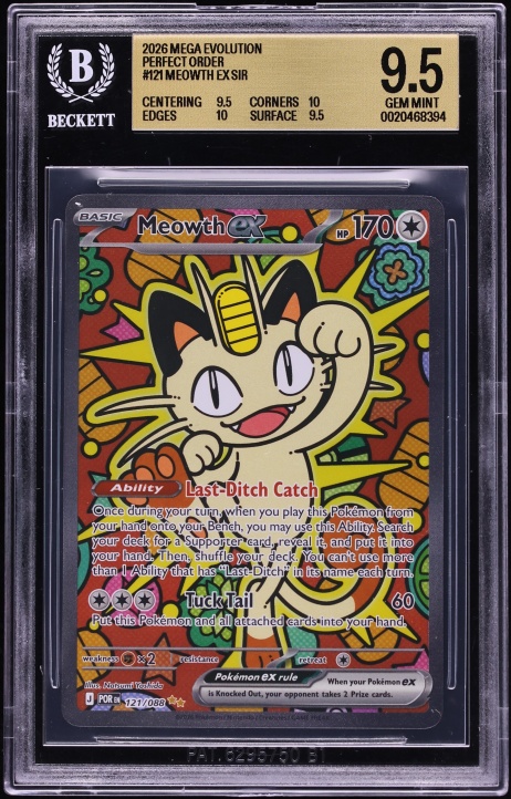 2026 Pokemon Mega Evolution Perfect Order SIR Meowth ex #121 BGS 9.5 GEM MINT
