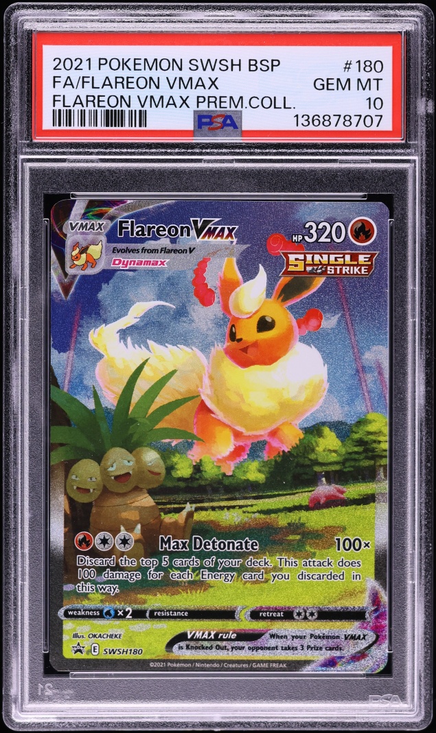 2021 Pokemon Sword & Shield Promo Premium Collection Full Art Flareon VMAX #180 PSA 10 GEM MINT