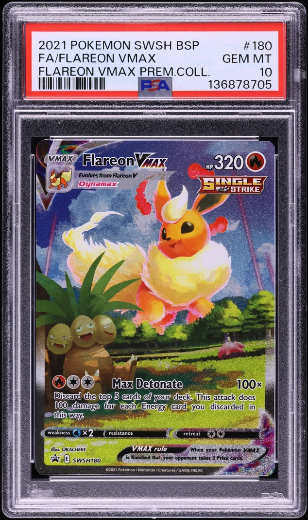 2021 Pokemon Sword & Shield Promo Premium Collection Full Art Flareon VMAX #180 PSA 10 GEM MINT