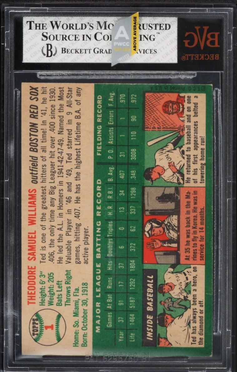 1954 Topps Ted Williams #1 BVG 3 VG