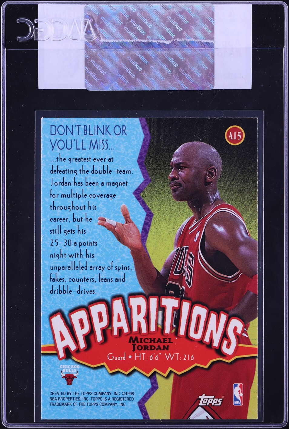 1998 Topps Apparitions Michael Jordan #A15 CGC AUTH