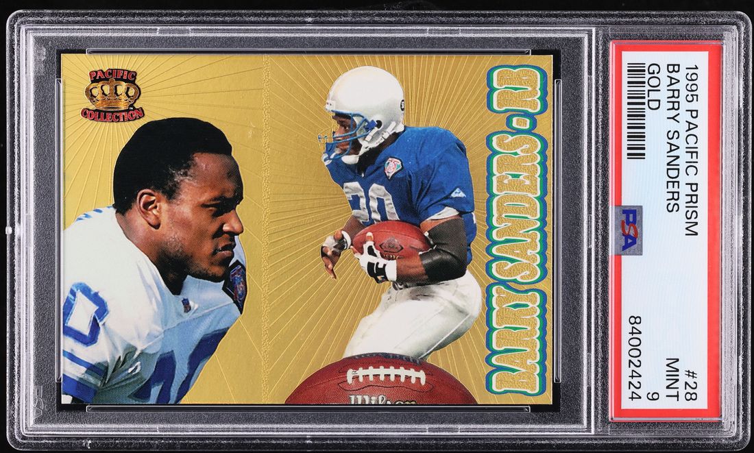 1995 Pacific Prism Gold Barry Sanders #28 PSA 9 MINT - Photo 1
