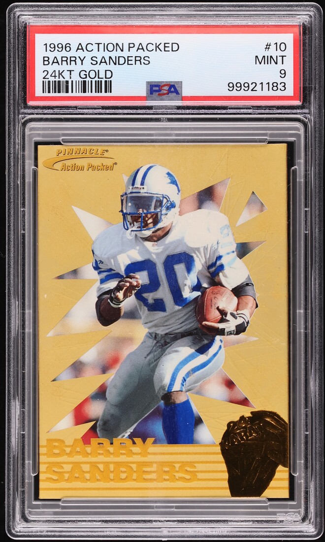 1996 Action Packed 24KT Gold Barry Sanders #10 PSA 9 MINT - Photo 1