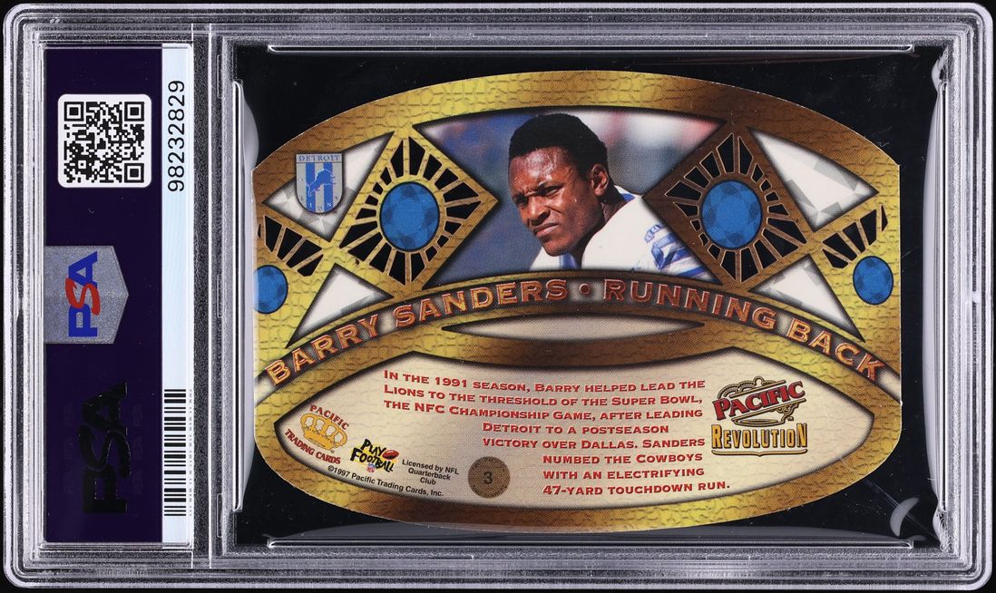 1997 Pacific Revolution Ring Bearers Barry Sanders #3 PSA 9 MINT - Photo 2