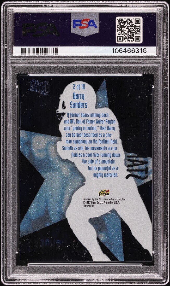 1997 Ultra Starring Role Barry Sanders #2 PSA 9 MINT - Photo 2