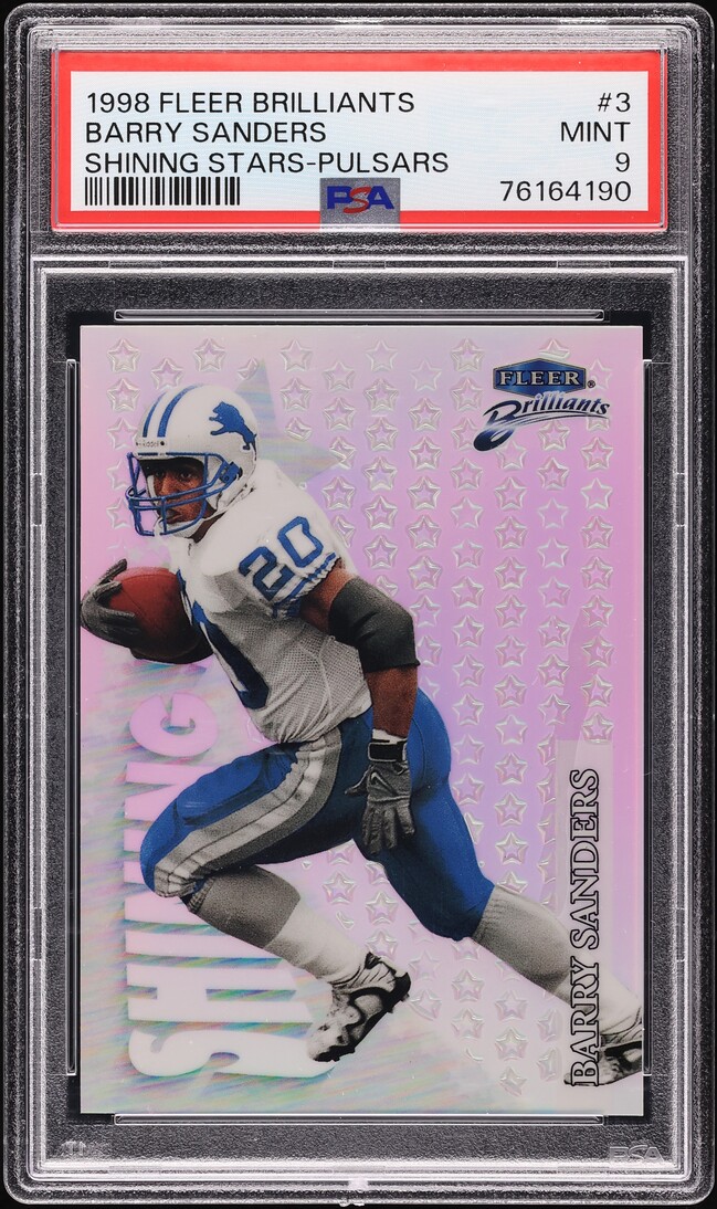 1998 Fleer Brilliants Shining Stars Pulsars Barry Sanders #3 PSA 9 MINT - Photo 1