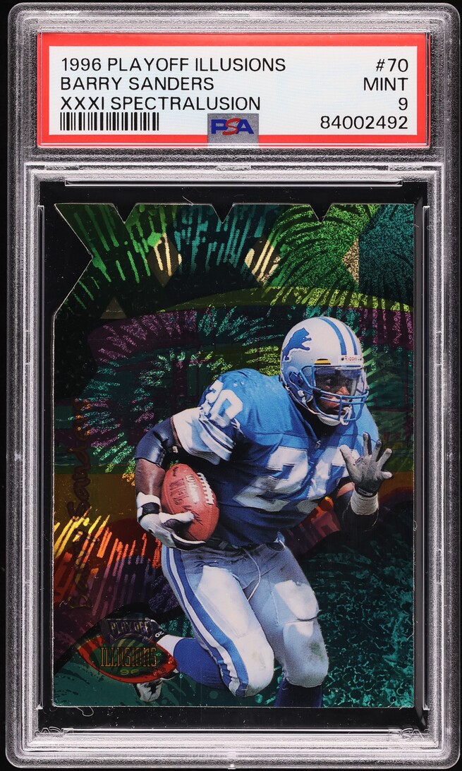1996 Playoff Illusions XXXI Spectralusion Barry Sanders #70 PSA 9 MINT - Photo 1