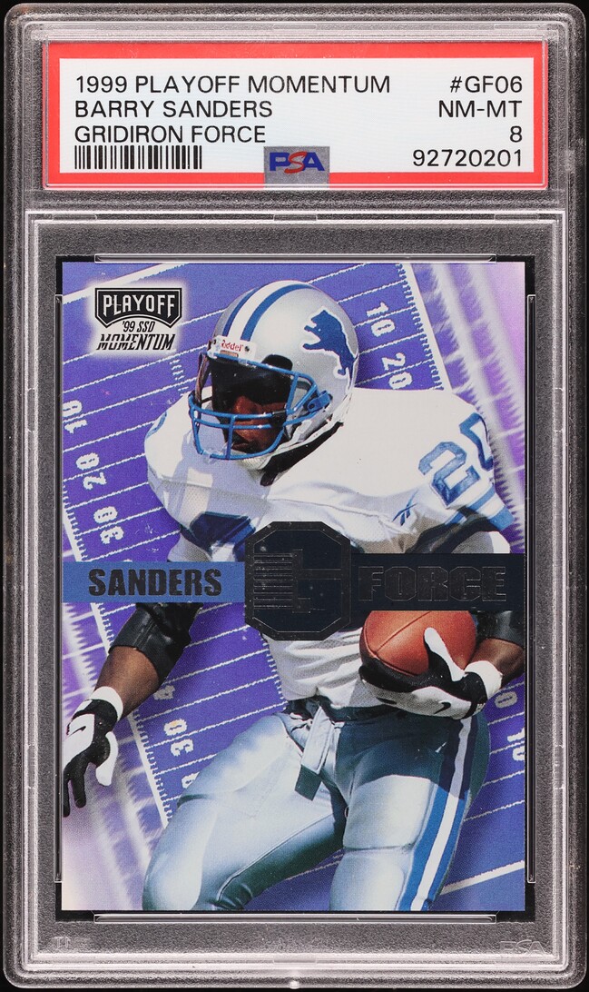 1999 Playoff Momentum Gridiron Force Barry Sanders #GF06 PSA 8 NM-MT - Photo 1
