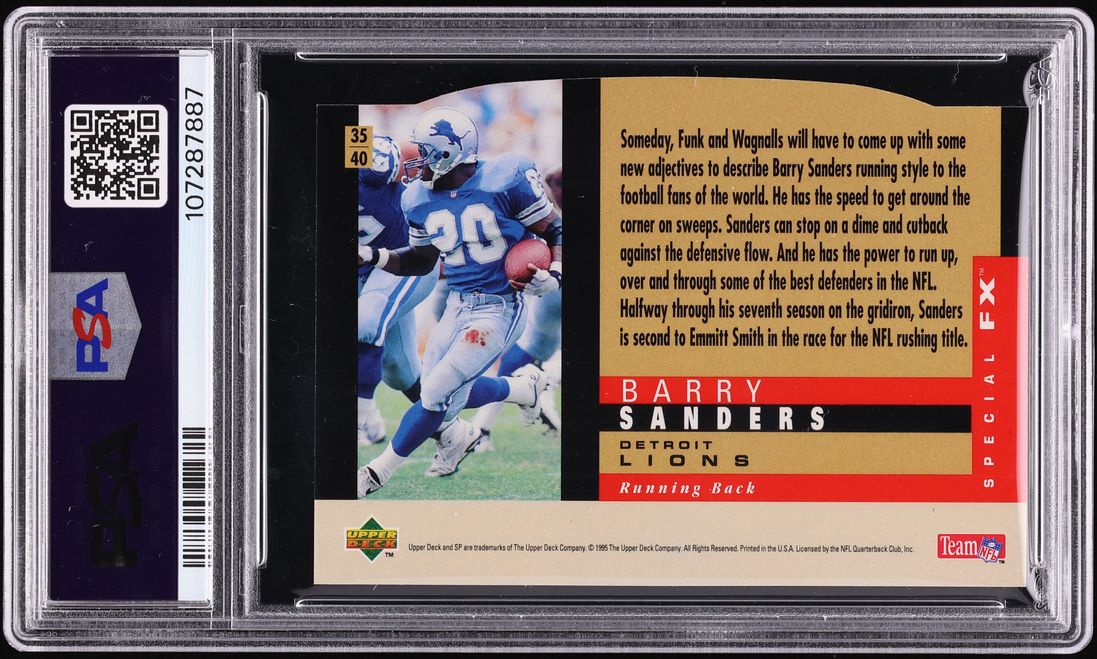 1995 SP Holoview Die-Cut Barry Sanders #35 PSA 9 MINT - Photo 2