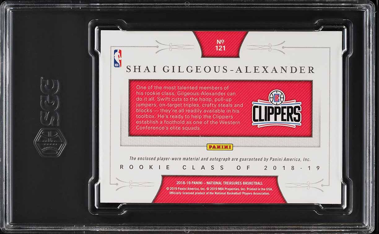 2018 National Treasures Shai Gilgeous-Alexander RC LOGOMAN PATCH AUTO 1/1 SGC 9