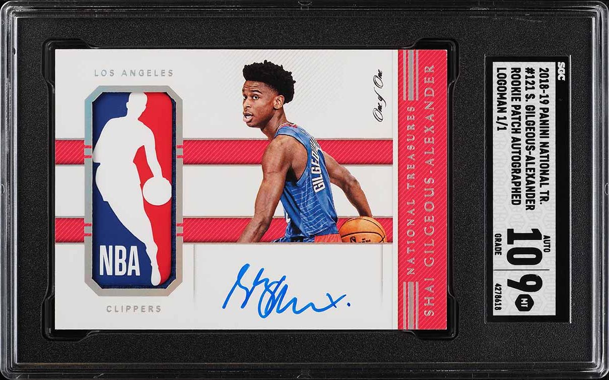 2018 National Treasures Shai Gilgeous-Alexander RC LOGOMAN PATCH AUTO 1/1 SGC 9