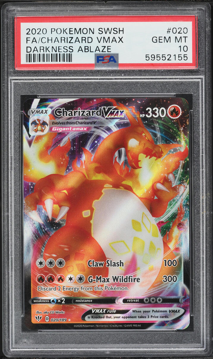 2020 Pokemon Sword & Shield Darkness Ablaze Full Art Charizard VMAX #20 PSA 10 GEM MINT