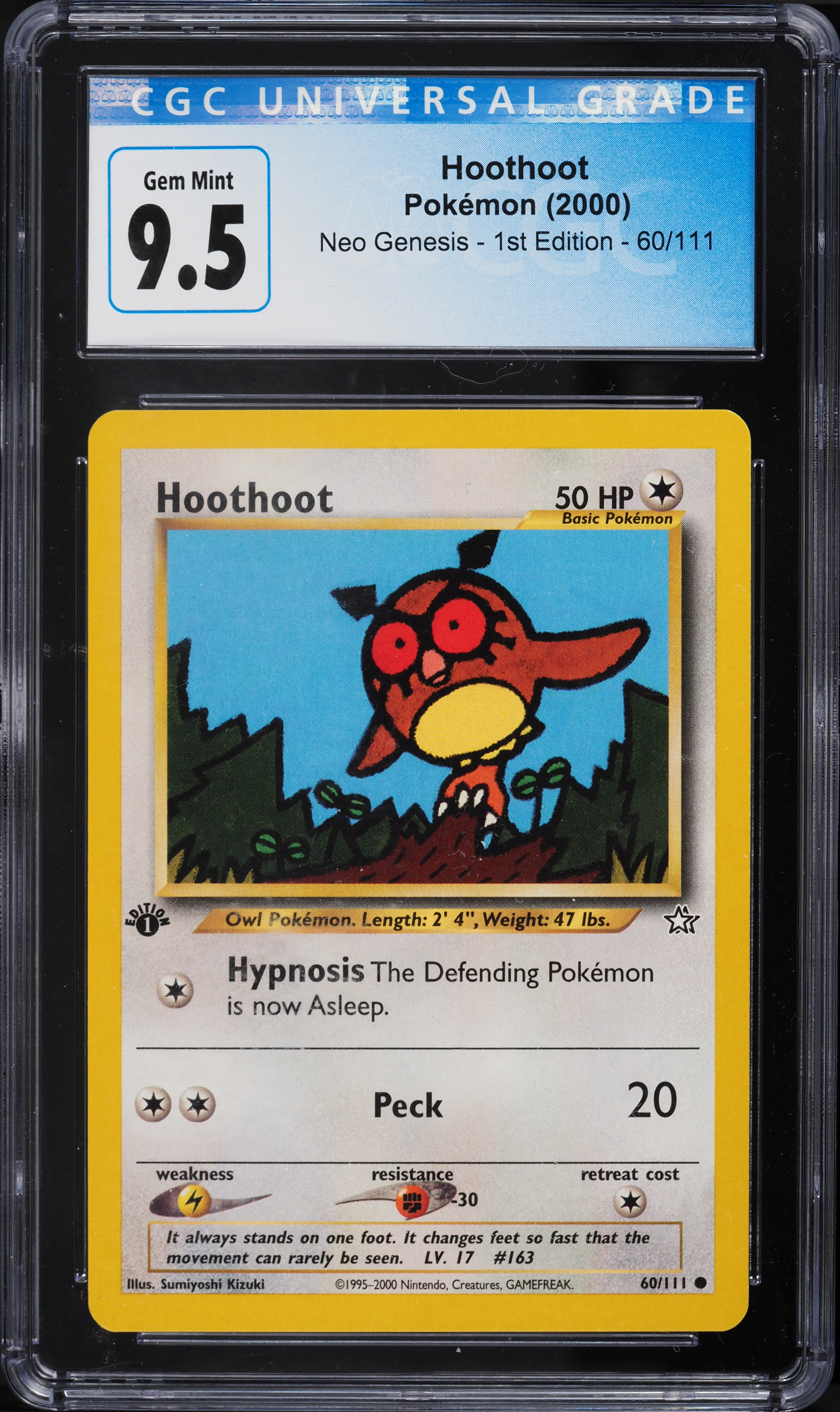 2000 Pokemon Neo Genesis 1st Edition Hoothoot #60 CGC 9.5 GEM MINT