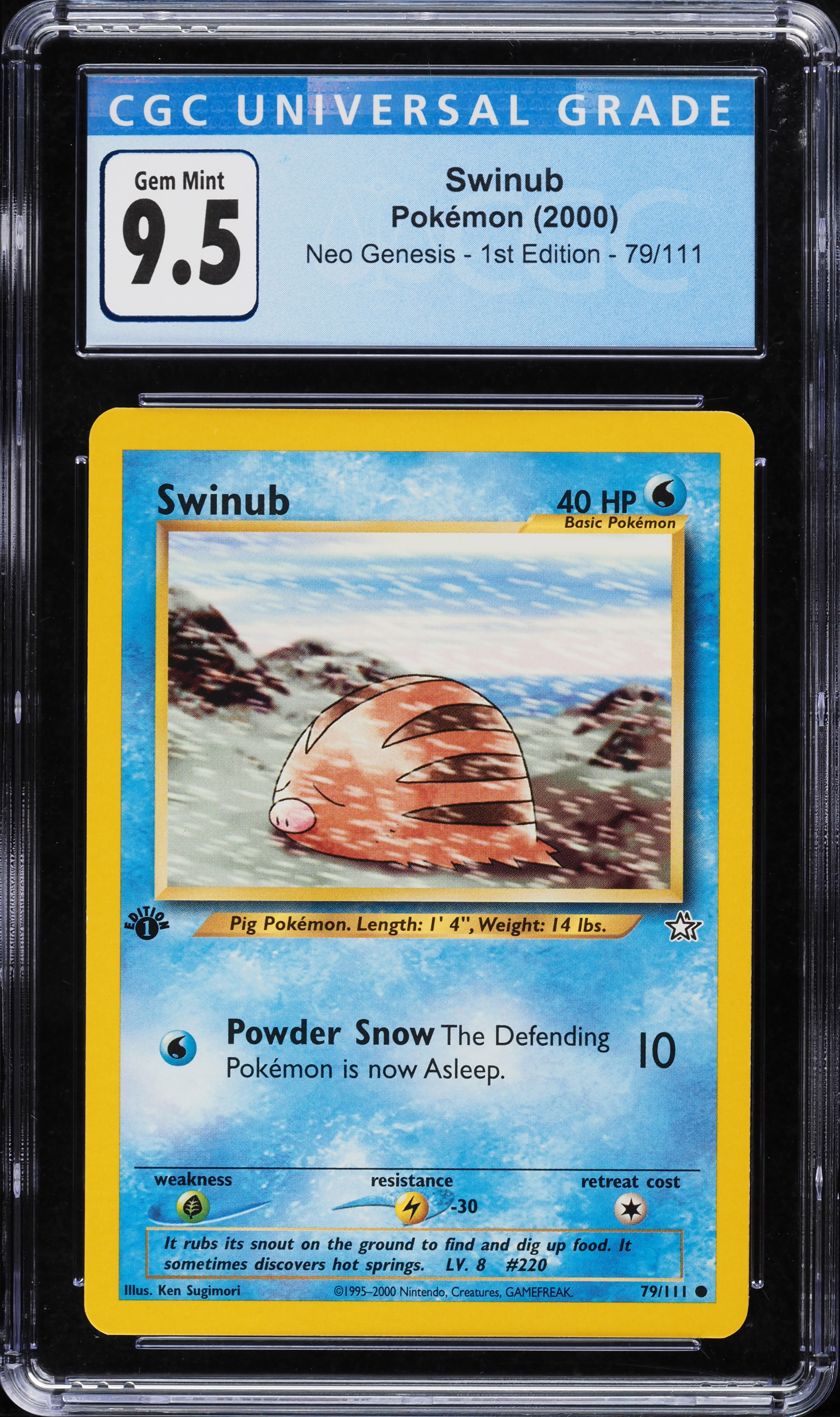 2000 Pokemon Neo Genesis 1st Edition Swinub #79 CGC 9.5 GEM MINT