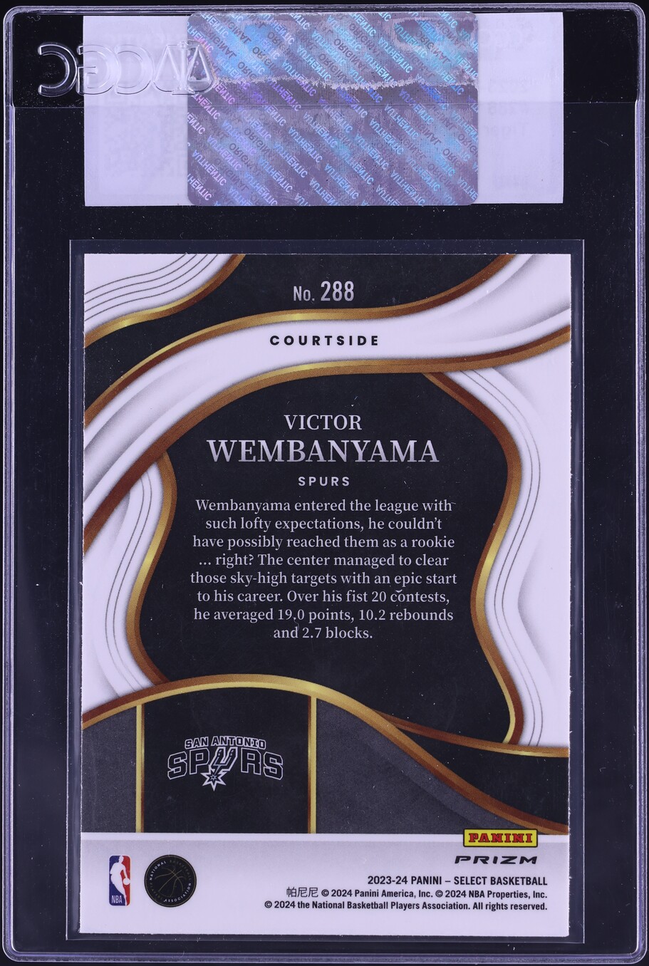 2023 Select Courtside Tiger Victor Wembanyama ROOKIE #288 CGC AUTH