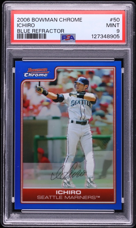 2006 Bowman Chrome Blue Refractor Ichiro /150 #50 PSA 9 MINT - Photo 1