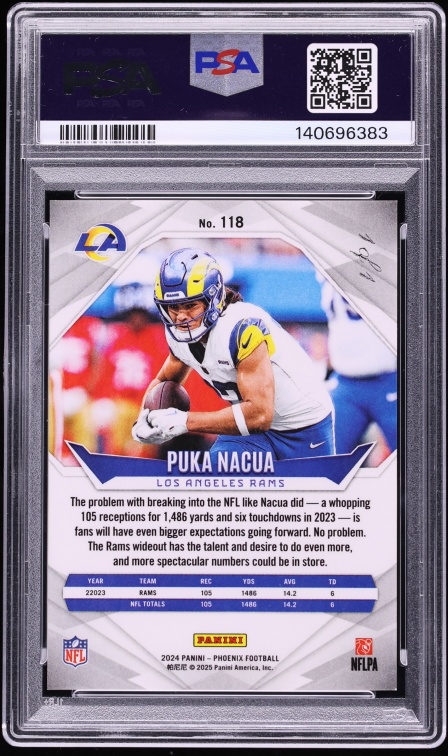 2024 Panini Phoenix Black Hyper Puka Nacua 1/1 #118 PSA 9 MINT - Photo 2