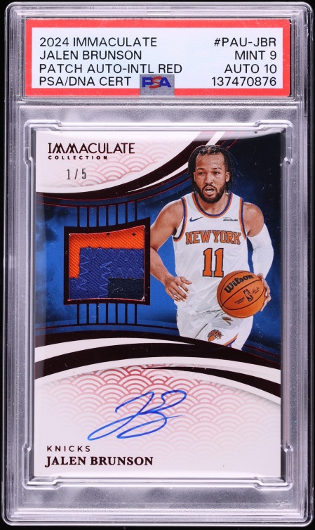2024 Immaculate Collection International Red Jalen Brunson PATCH AUTO DNA 10 1/5 #PAU-JBR PSA 9 - Photo 1
