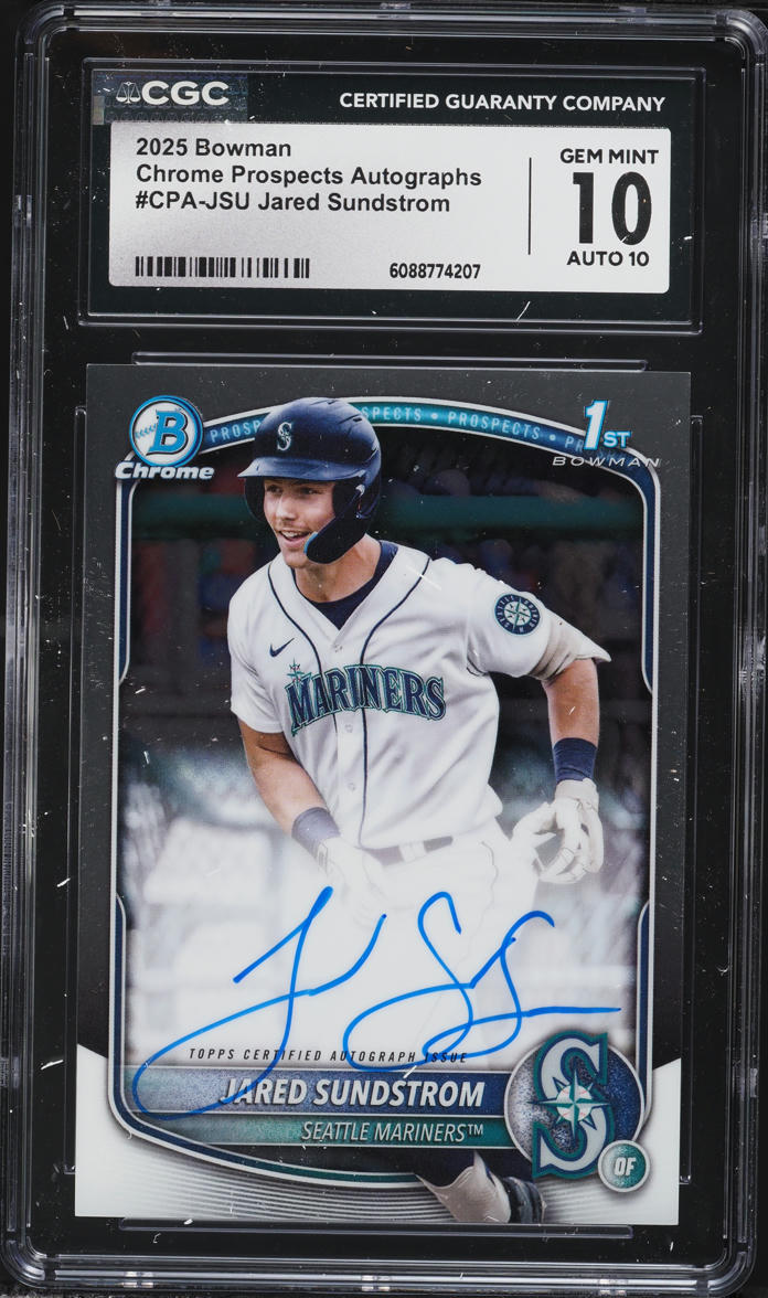 2025 Bowman Chrome Jared Sundstrom PROSPECT AUTO #CPA-JSU CGC 10 GEM MINT