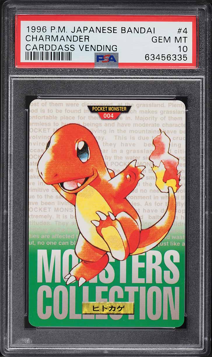 1996 Pokemon Japanese Bandai Carddass Vending Charmander #4 PSA 10 GEM MINT