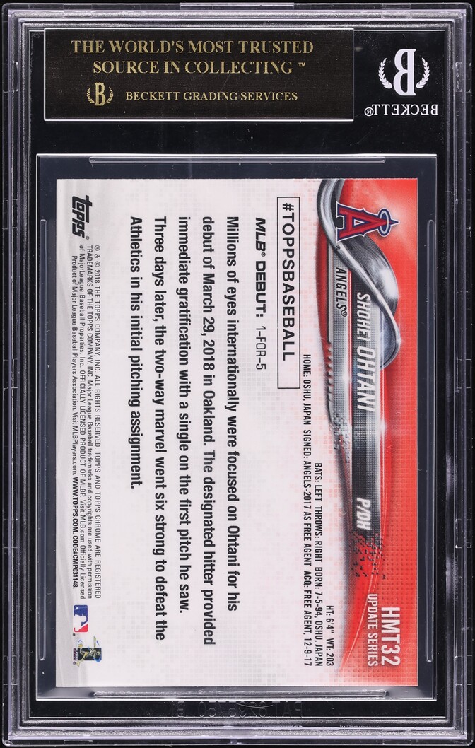 2018 Topps Chrome Update Shohei Ohtani ROOKIE #HMT32 BGS 10 PRISTINE, BLACK LABEL