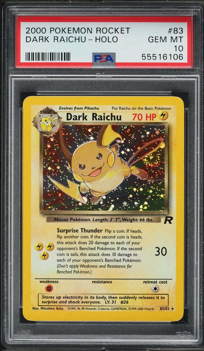 2000 Pokemon Team Rocket Holo Dark Raichu #83 PSA 10 GEM MINT