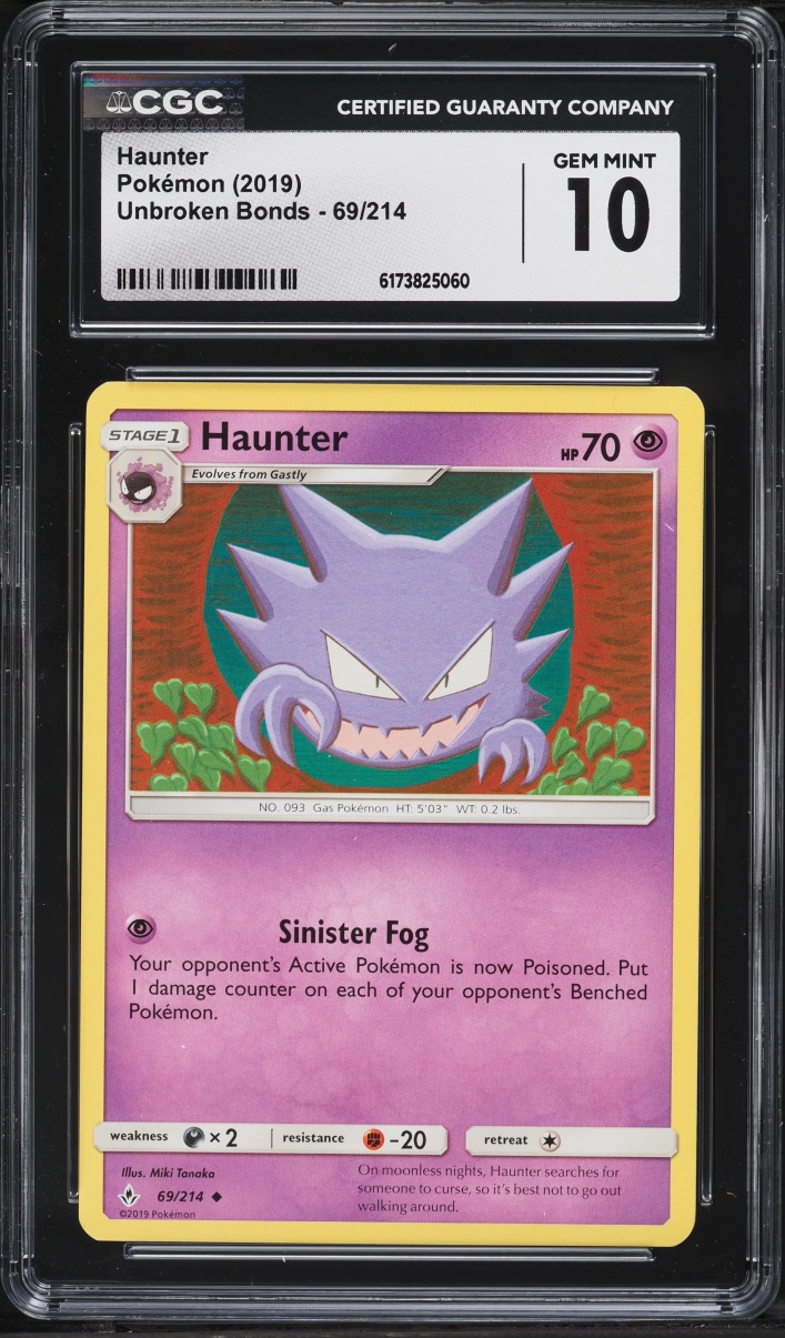 2019 Pokemon Sun & Moon Unbroken Bonds Haunter #69 CGC 10 GEM MINT