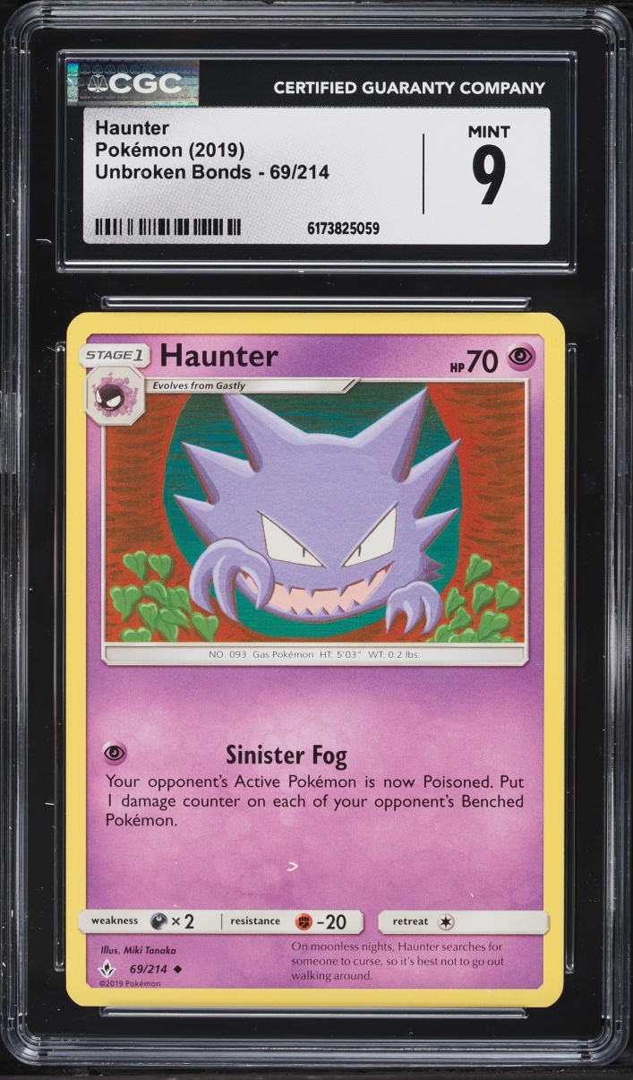 2019 Pokemon Sun & Moon Unbroken Bonds Haunter #69 CGC 9 MINT