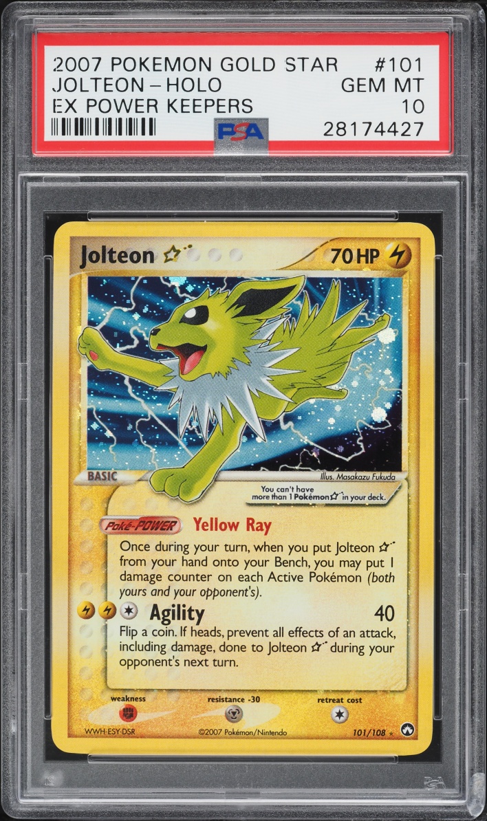 2007 Pokemon EX Power Keepers Holo Jolteon Gold Star #101 PSA 10 GEM MINT