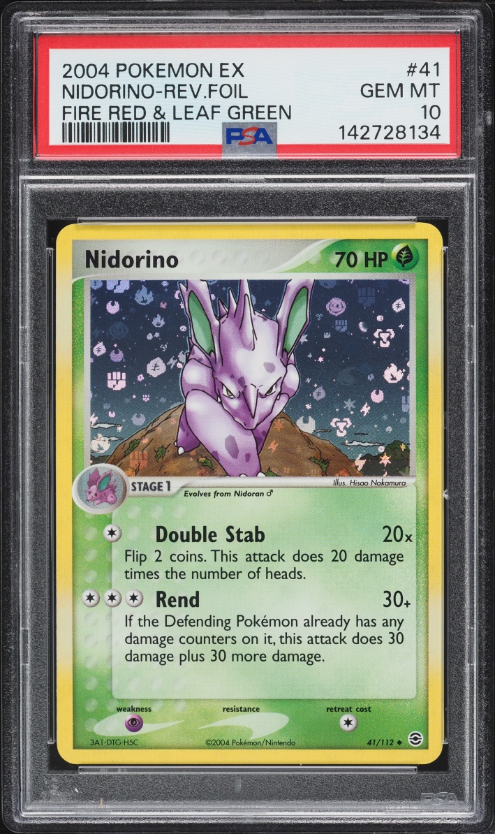 2004 Pokemon EX Fire Red & Leaf Green Reverse Holo Nidorino #41 PSA 10 GEM MINT