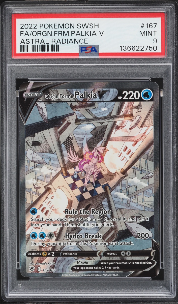 2022 Pokemon Sword & Shield Astral Radiance Alt Art Origin Forme Palkia V #167 PSA 9 MINT