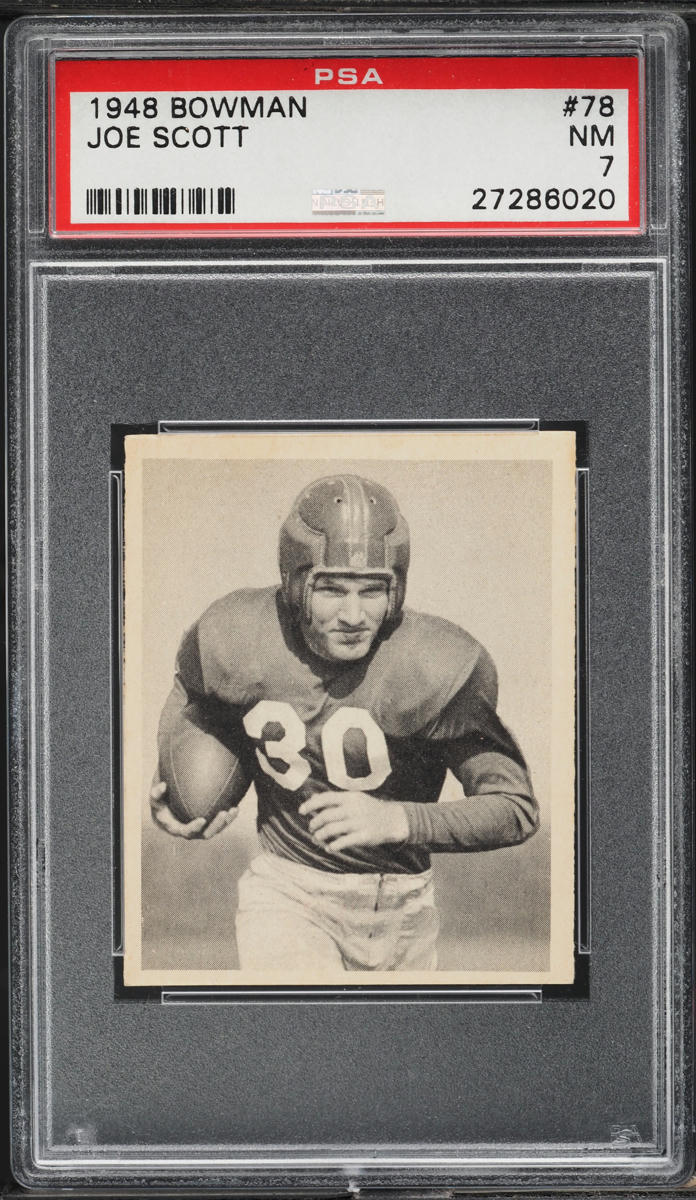 1948 Bowman Football Joe Scott SHORT PRINT #78 PSA 7 NRMT