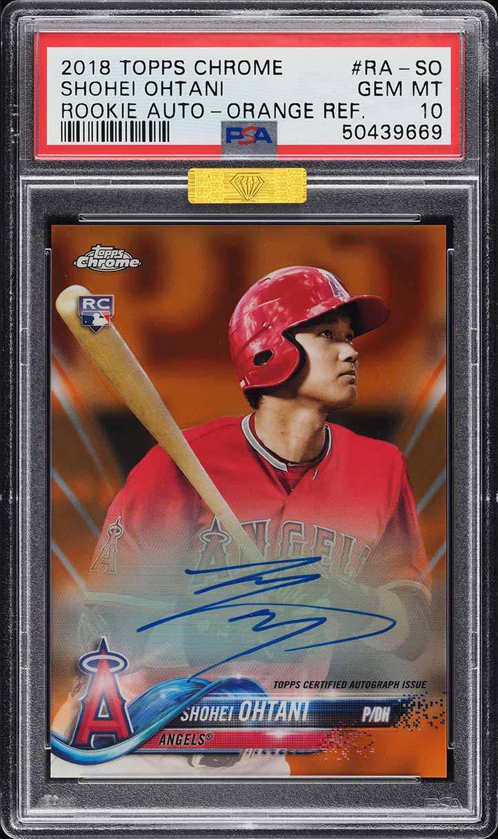 2018 Topps Chrome Orange Refractor Shohei Ohtani ROOKIE AUTO /25
