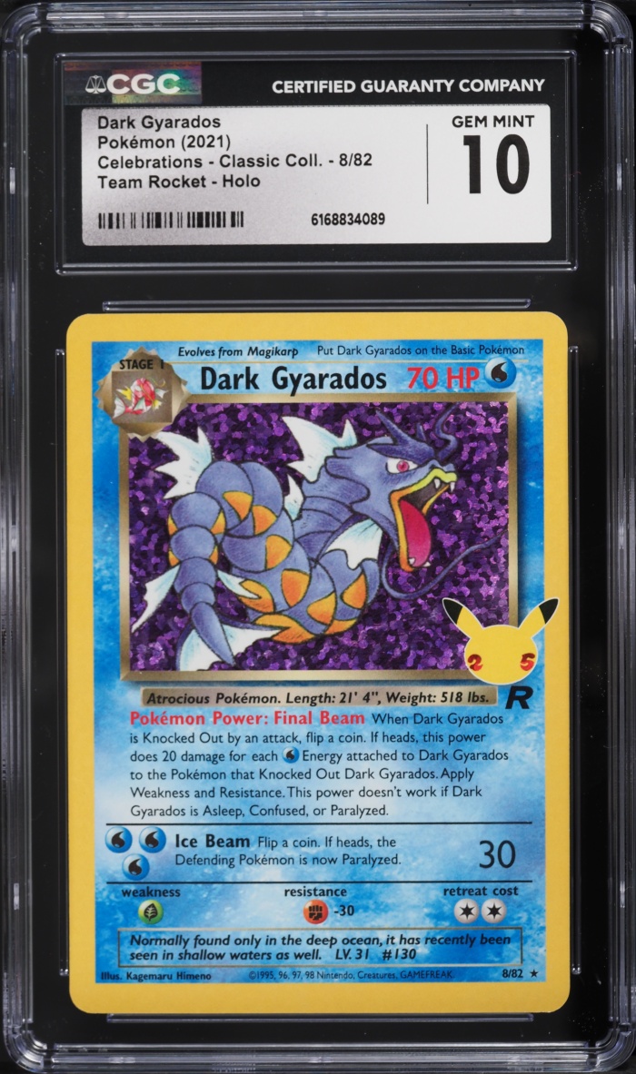 2021 Pokemon Swsh Celebrations Classic Collection Holo Dark Gyarados #8 CGC 10 Gem Mint