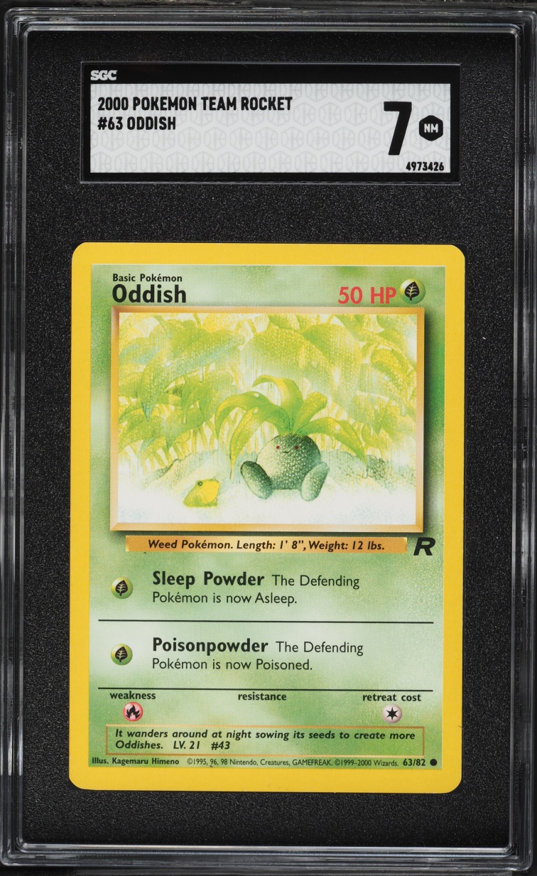 2000 Pokemon Team Rocket Oddish #63 SGC 7 NRMT