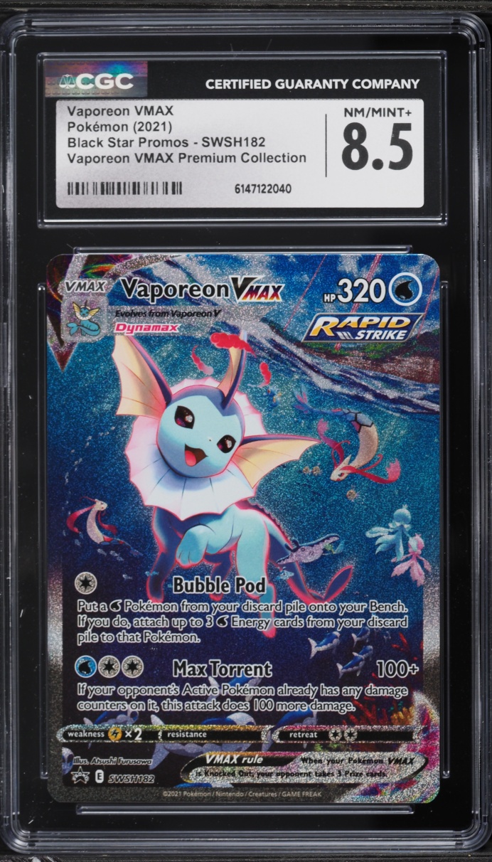 2021 Pokemon SWSH Promo Premium Collection Alt Art Vaporeon VMAX #SWSH182 CGC 8.5 NM-MT+
