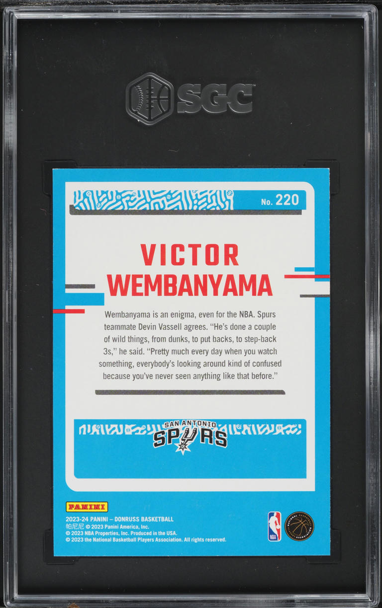 2023 Donruss Basketball Victor Wembanyama ROOKIE #220 SGC AUTH