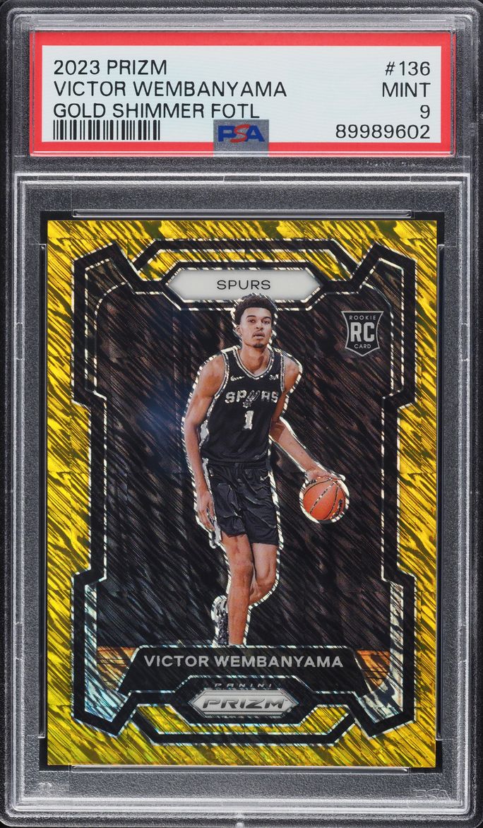 2023 Panini Prizm Gold Shimmer FOTL Victor Wembanyama ROOKIE /10 #136 PSA 9 MINT