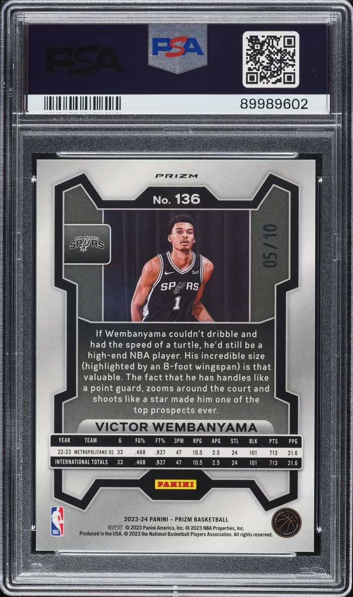 2023 Panini Prizm Gold Shimmer FOTL Victor Wembanyama ROOKIE /10 #136 PSA 9 MINT