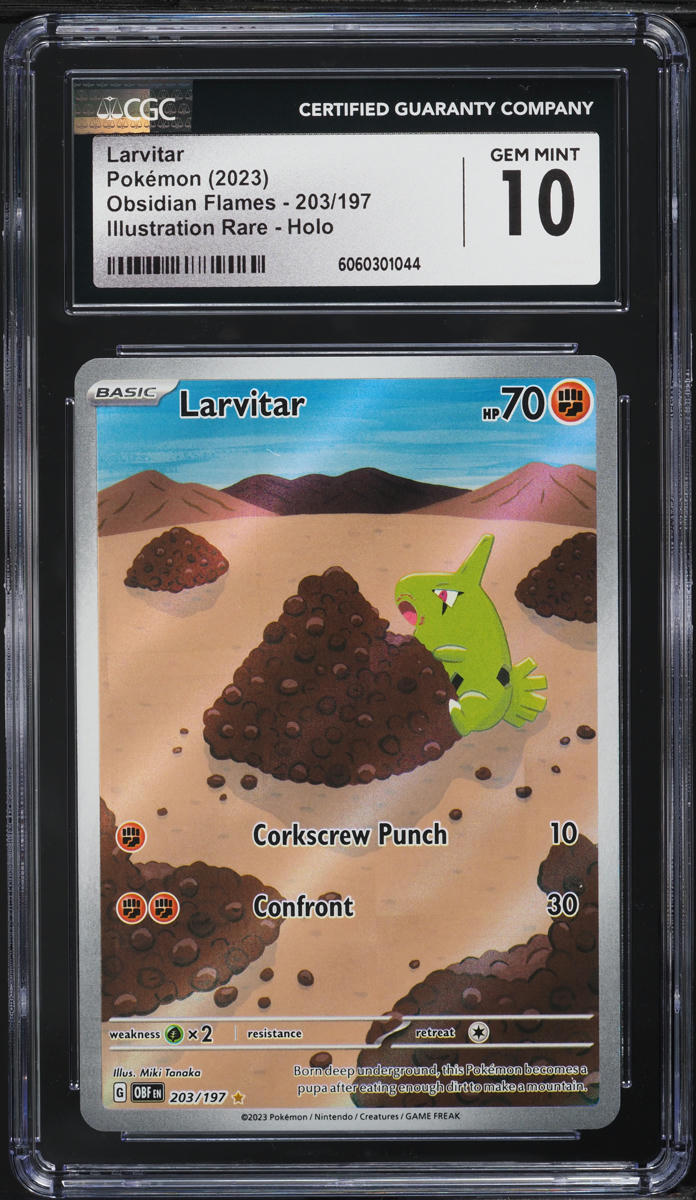 2023 Pokemon Scarlet & Violet Obsidian Flames IR Larvitar #203 CGC 10 GEM MINT