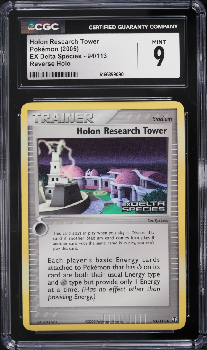 2005 Pokemon Ex Delta Species Reverse Holo Holon Research Tower #94 CGC 9 MINT