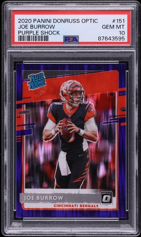 2020 Donruss Optic Purple Shock Joe Burrow ROOKIE #151 PSA 10 GEM MINT