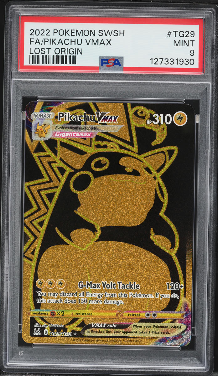 2022 Pokemon Sword & Shield Lost Origin Gold Rare Pikachu VMAX #TG29 PSA 9 MINT