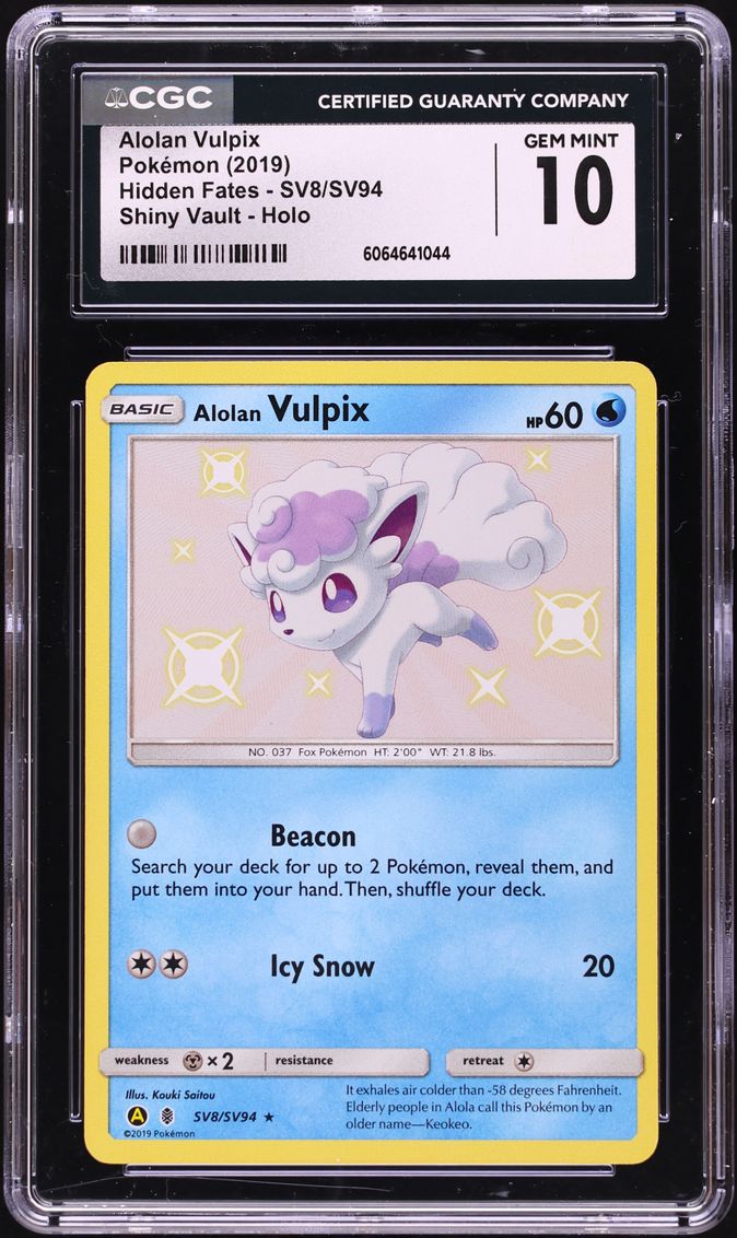 2019 Pokemon Sun & Moon Hidden Fates Vault Shiny Holo Alolan Vulpix #SV8 CGC 10 GEM MINT